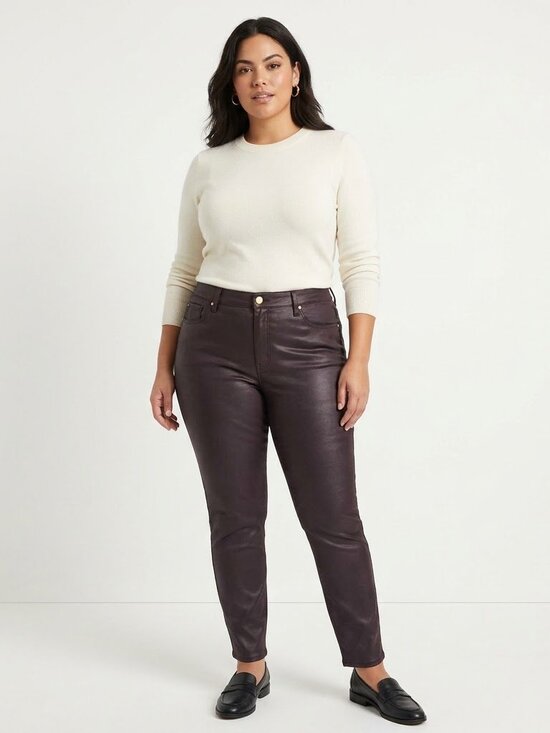 Chico's Pants - Chico's Brown Denim Coated Pants Women’s Size 14R